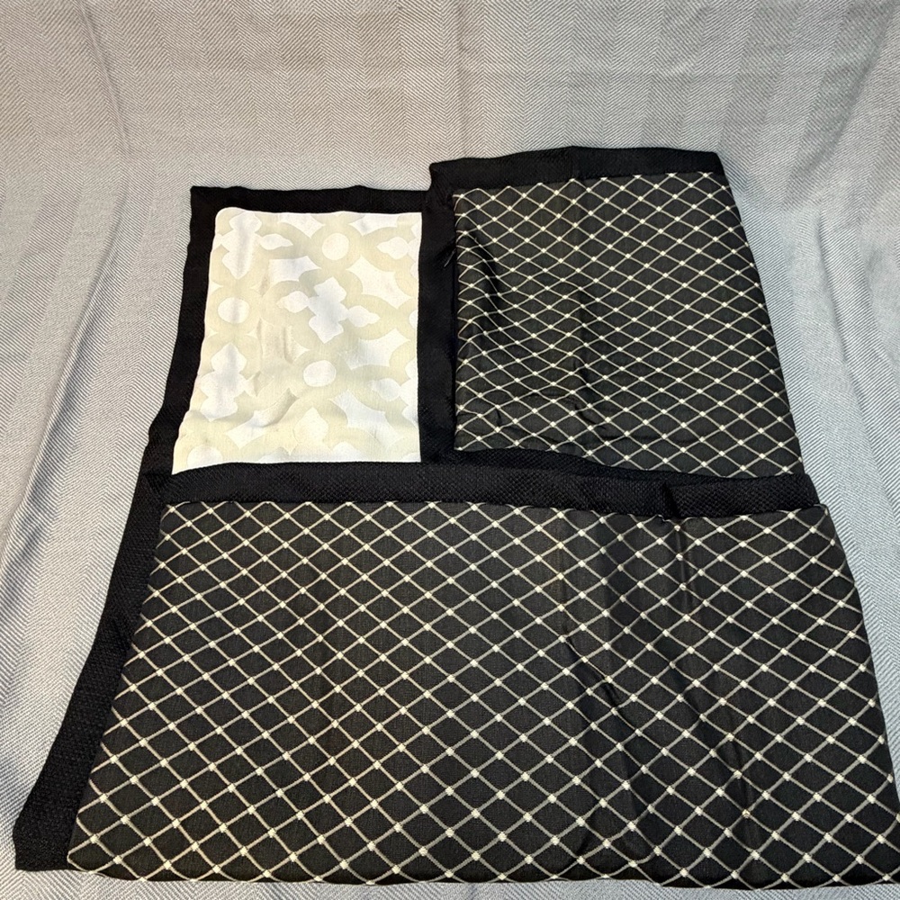 Veratex euro pillow sham 26 x 26 reversible pattern zippered black and beige